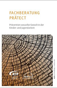 Titelbild eines Flyers der Fachberatung Prätect mit den Jahresringen eines Baumes