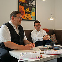 Cornelia Freund spricht im Interview mit BJR-Pr&auml;sident Matthias Fack und BJR-Vizepr&auml;sident Michael Voss