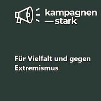 Logos des Projekts Kampagenstark mit einem Lautsprecher 