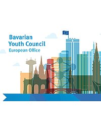 Logo des Europab&uuml;ros des BJR mit den Wahrzeichen von Br&uuml;ssel