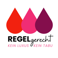 Logo mit drei roten Tropfen und dem Schriftzug Regelgerecht
