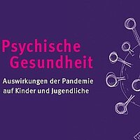 Ein Strichm&auml;nnchen tr&auml;gt ein gezeichnetes Virus. Daneben steht in Pink: Psychische Gesundheit