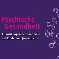 Ein Strichm&auml;nnchen tr&auml;gt ein gezeichnetes Virus. Daneben steht in Pink: Psychische Gesundheit